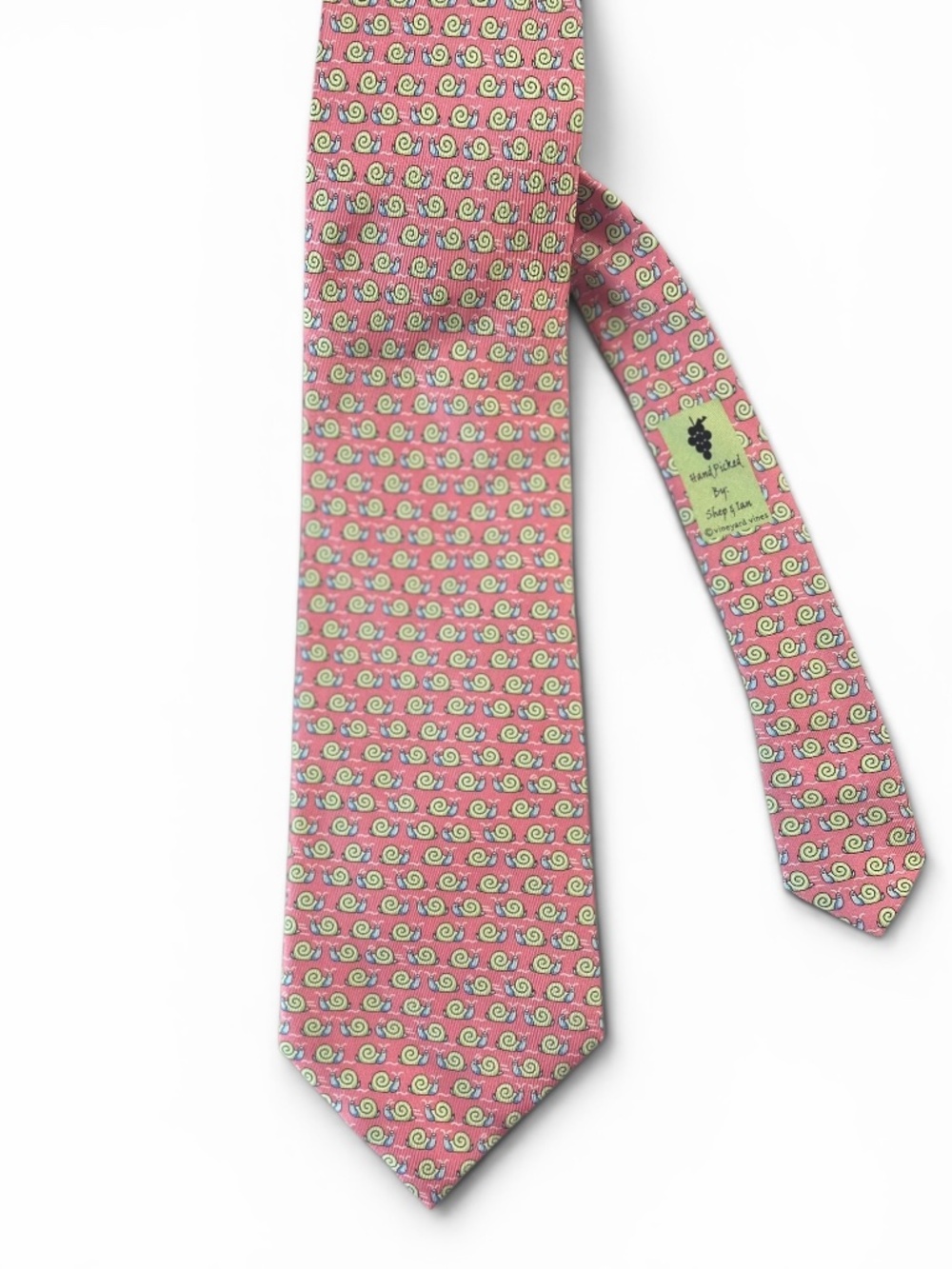 Vineyard Vines Novelty Mens 100% Silk Tie Necktie Pink Snail Martha's Vineyard